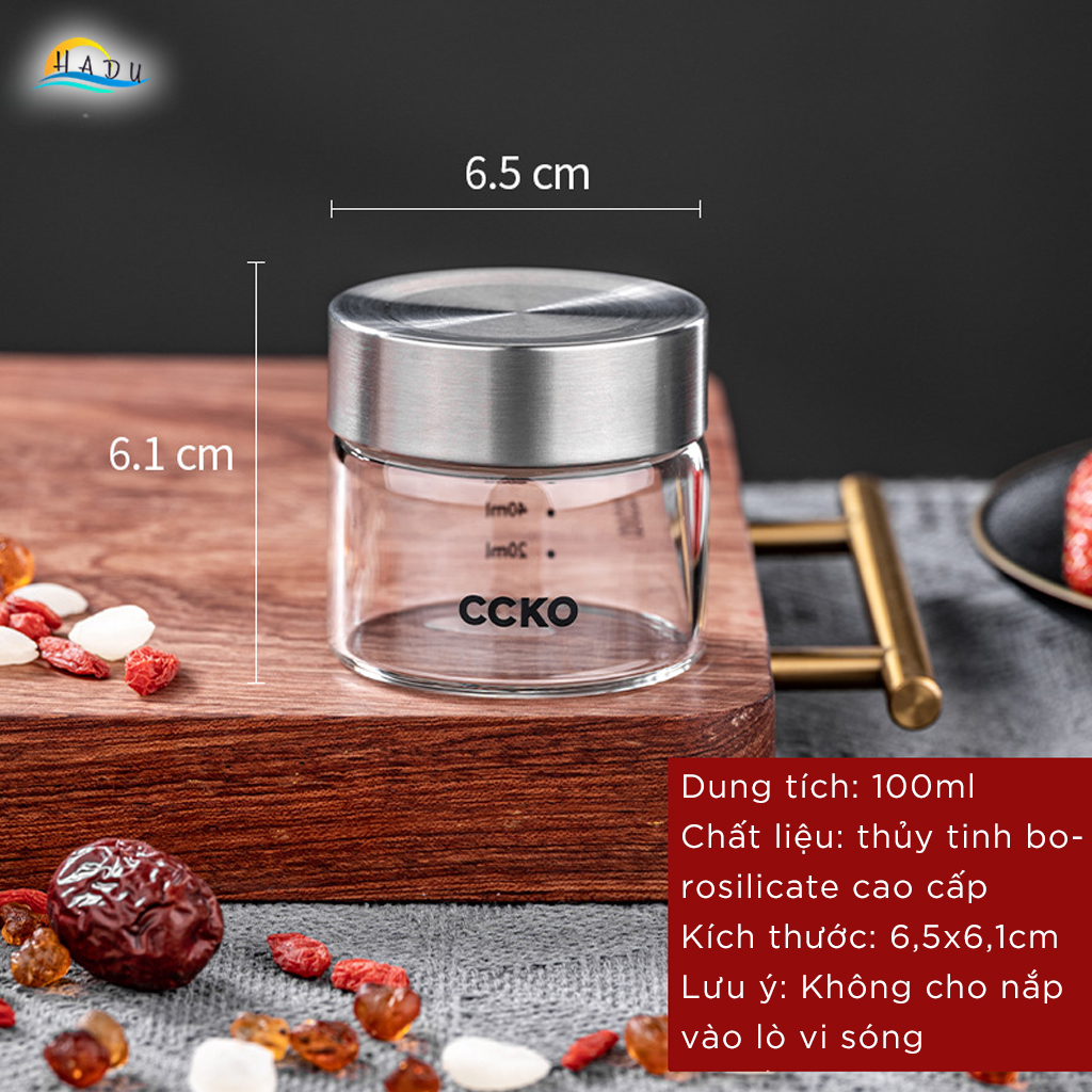 Hũ Chưng Yến Thủy Tinh Borosilicate CCKO, Nắp Inox 304 Kín Hơi, Chịu Nhiệt