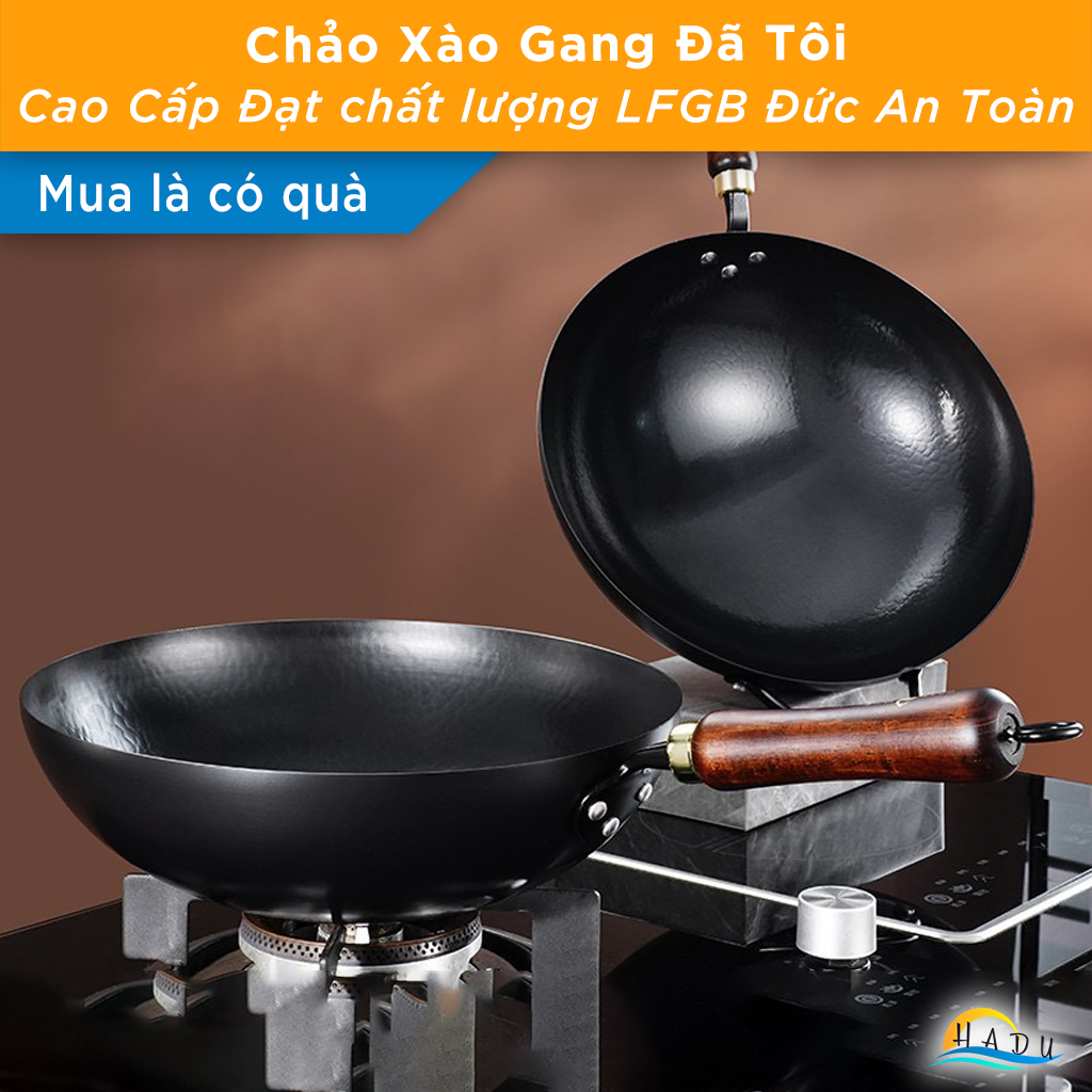 Chảo Gang Đúc Nguyên Khối Đã Tôi Chống Dính Cao Cấp 32cm SSGP, Chảo Xào Sâu Lòng Đạt Chất Lượng LFGB Đức