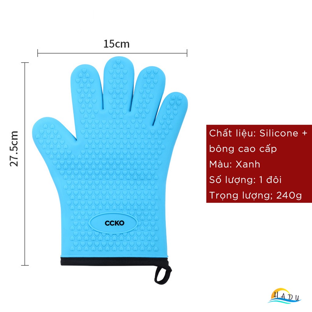 Găng Tay Silicone Cao Cấp Chịu Nhiệt 230°C, Chống Nóng, Dễ Vệ Sinh, Thiết Kế An Toàn Cho Nấu Ăn CCKO