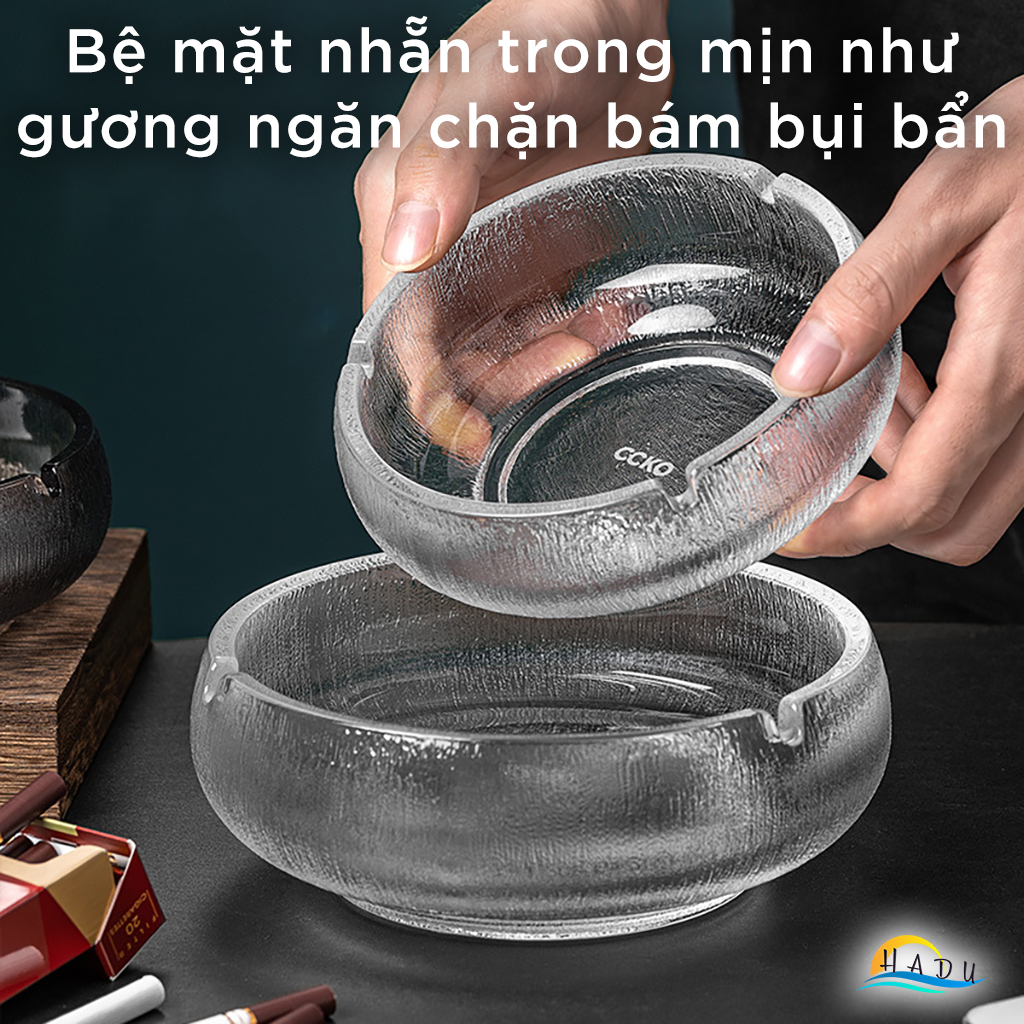 Gạt Tàn Thuốc Lá Thủy Tinh Mờ CCKO, Thiết Kế Sang Trọng, Để Bàn, Size 17.5cm, Nhiều Màu
