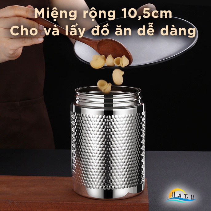 Hộp Đựng Trà Cafe Đồ Khô Và Ngũ Cốc Inox Có Nắp Cao Cấp Đạt Chất Lượng Đức HADU
