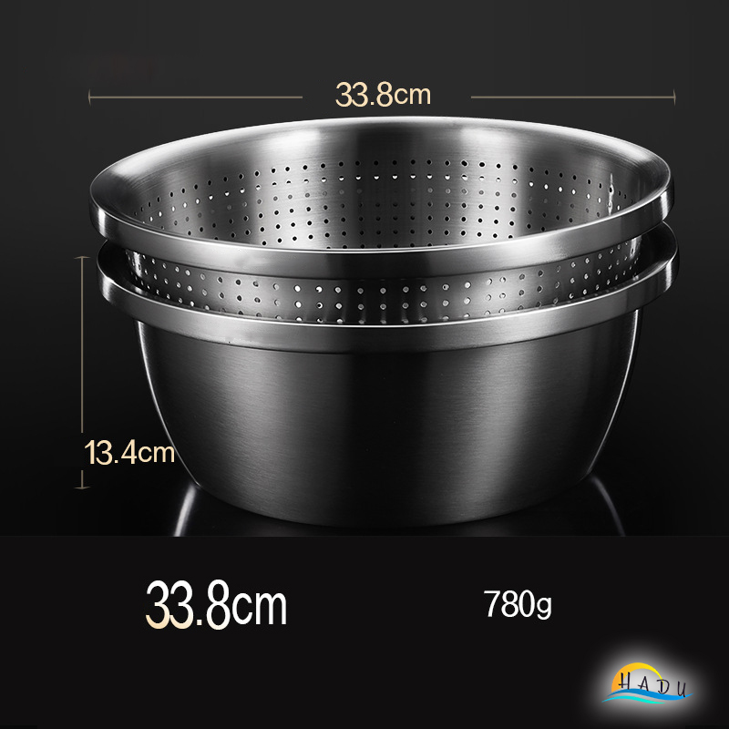 Bộ Rổ và Chậu Inox 304 SSGP, Đa Năng Rửa Rau Củ, Xếp Chồng Gọn, Nhiều Size, Đạt Chất Lượng LFGB Đức