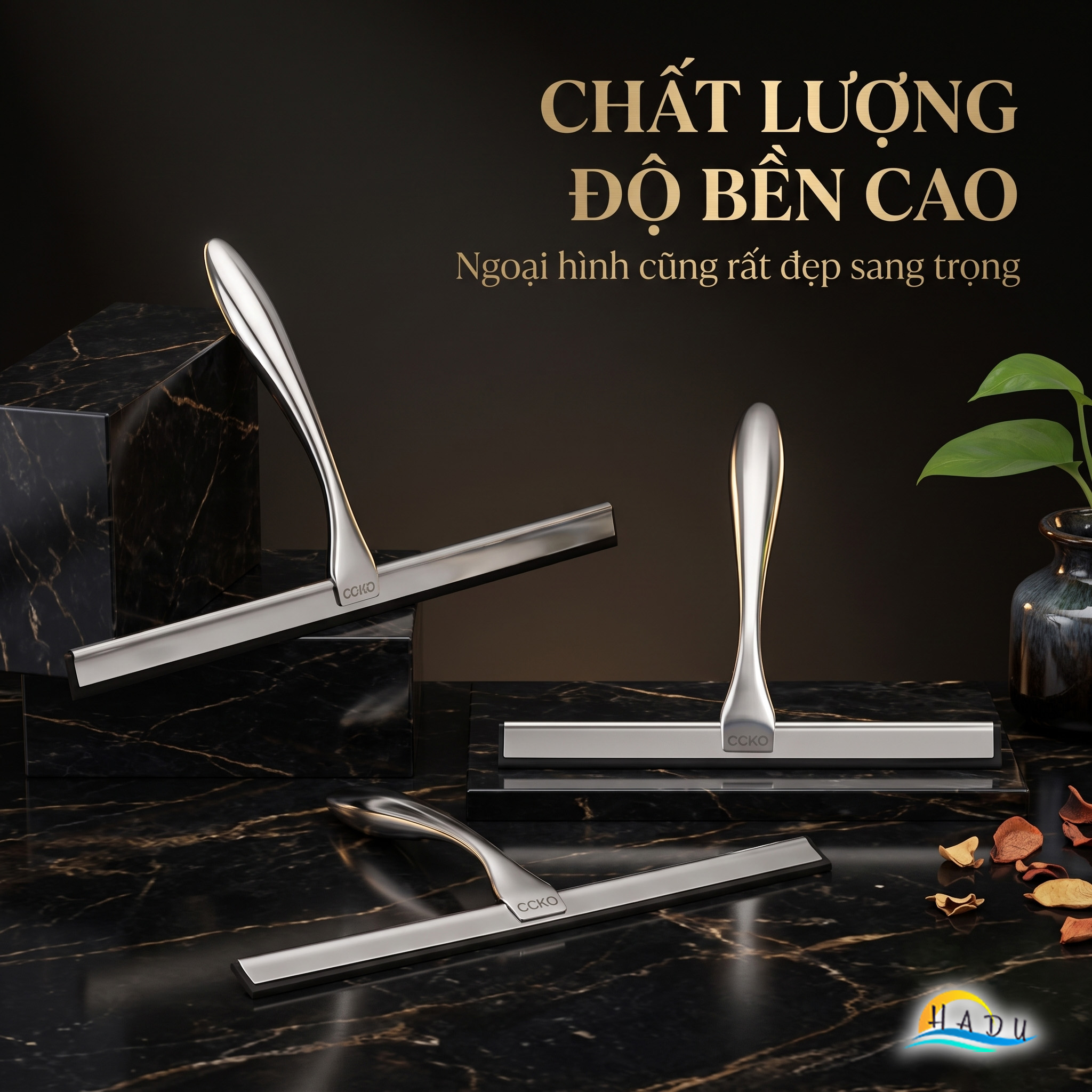 Cây Gạt Kính Cầm Tay CCKO, Thân Inox, Lưỡi Cao Su Mềm, Gạt Nước Sạch Không Vệt