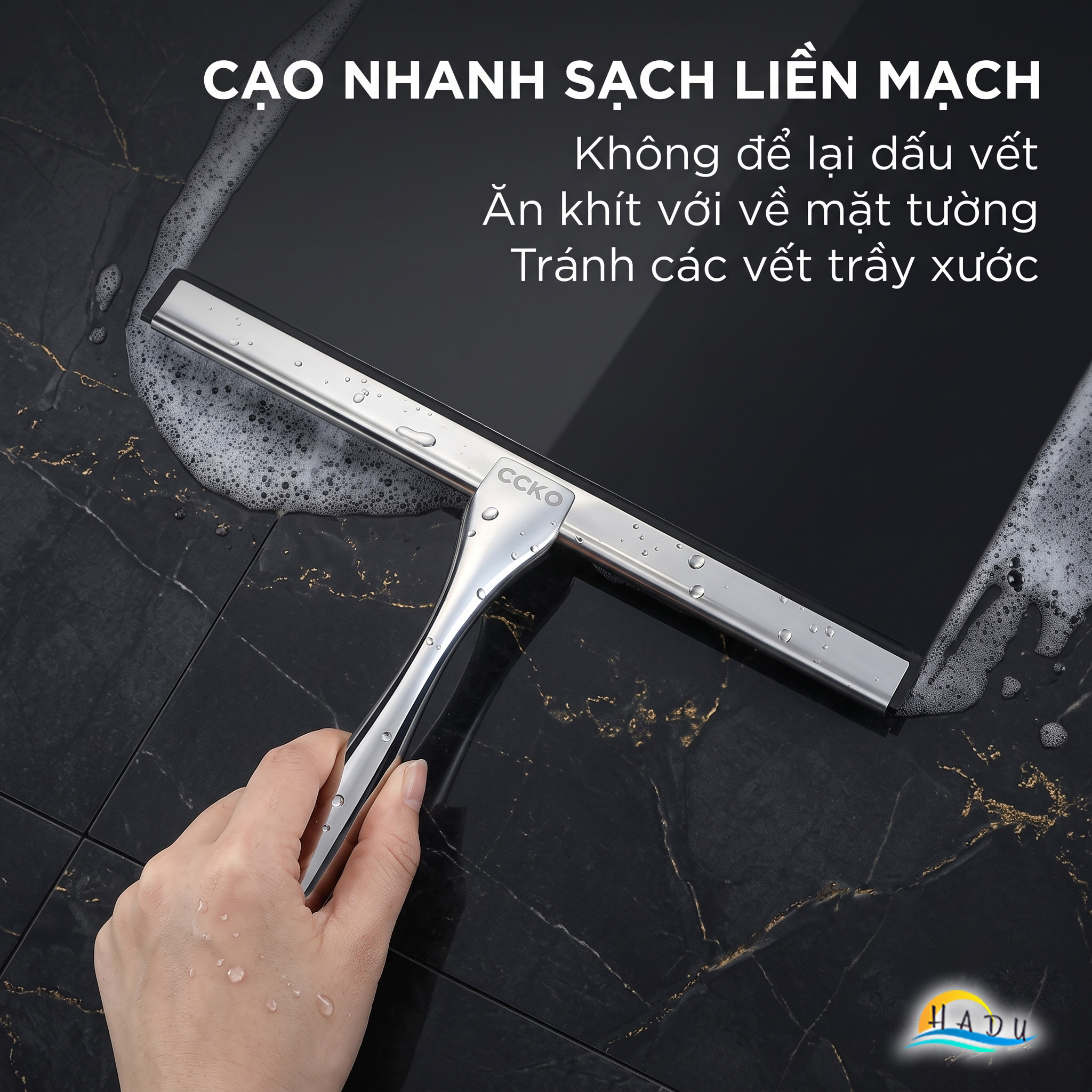 Cây Gạt Kính Cầm Tay CCKO, Thân Inox, Lưỡi Cao Su Mềm, Gạt Nước Sạch Không Vệt