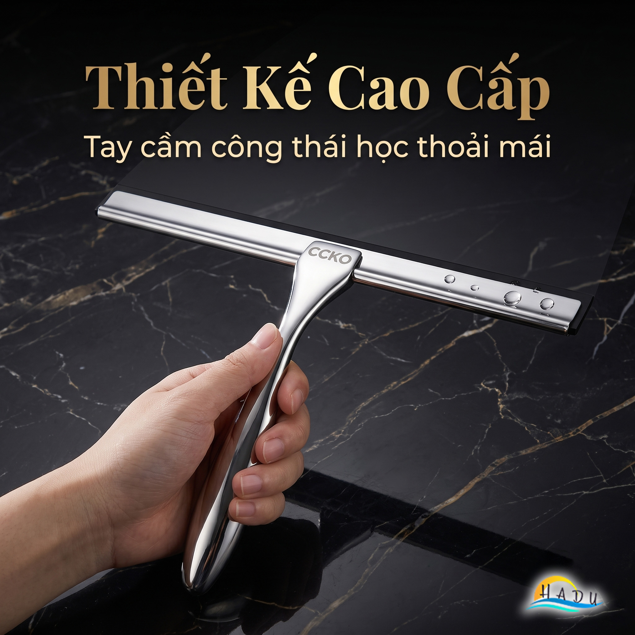 Cây Gạt Kính Cầm Tay CCKO, Thân Inox, Lưỡi Cao Su Mềm, Gạt Nước Sạch Không Vệt
