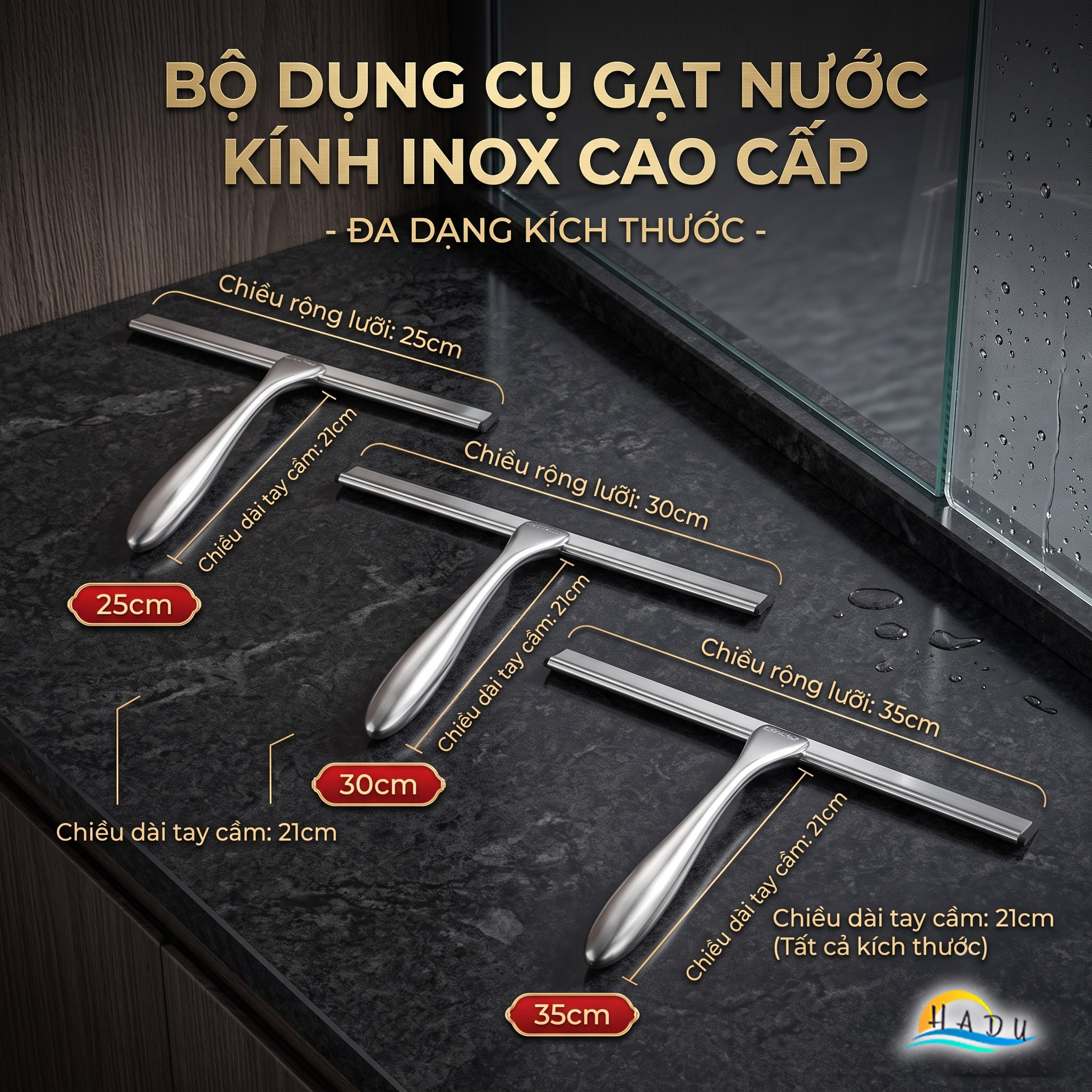 Cây Gạt Kính Cầm Tay CCKO, Thân Inox, Lưỡi Cao Su Mềm, Gạt Nước Sạch Không Vệt