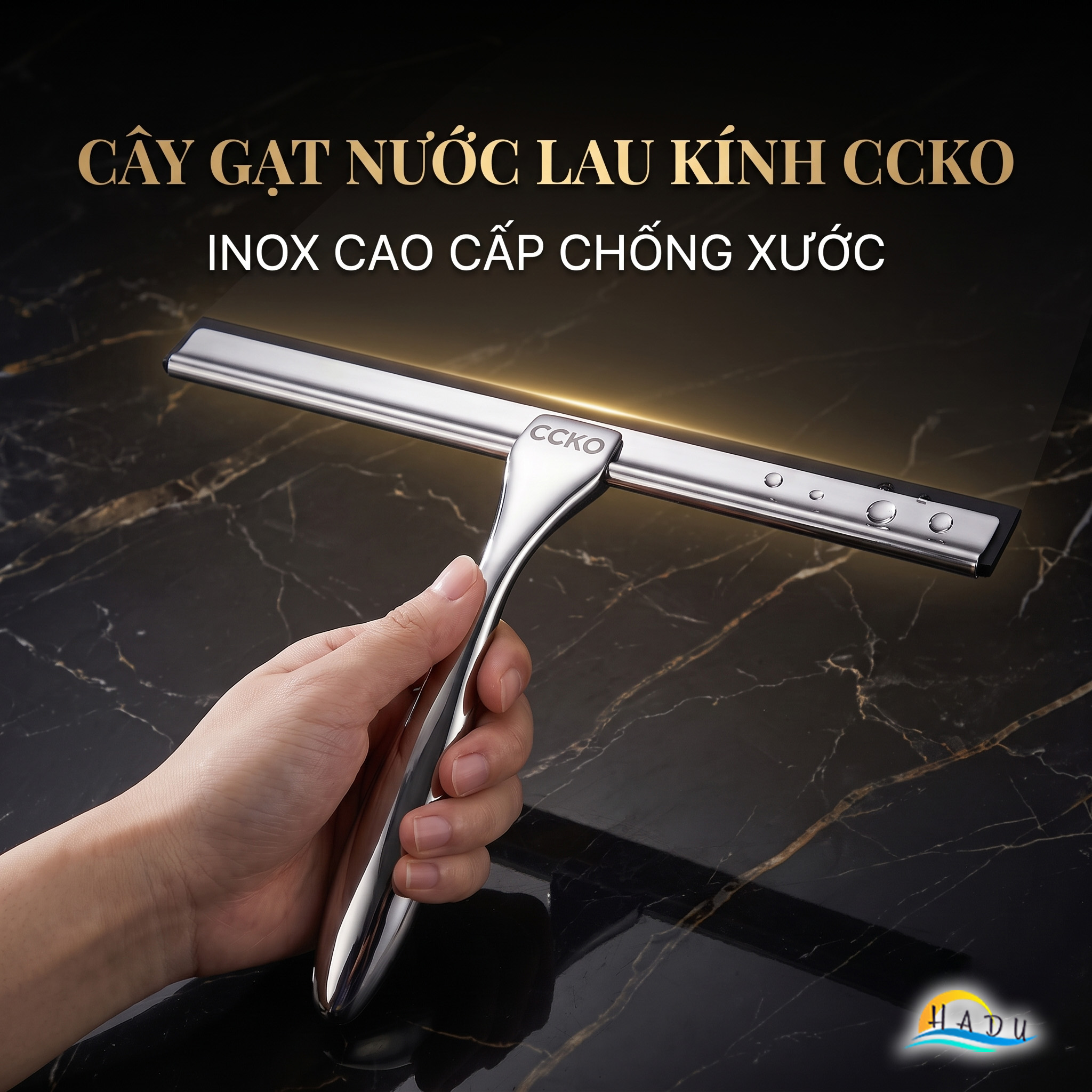 Cây Gạt Kính Cầm Tay CCKO, Thân Inox, Lưỡi Cao Su Mềm, Gạt Nước Sạch Không Vệt