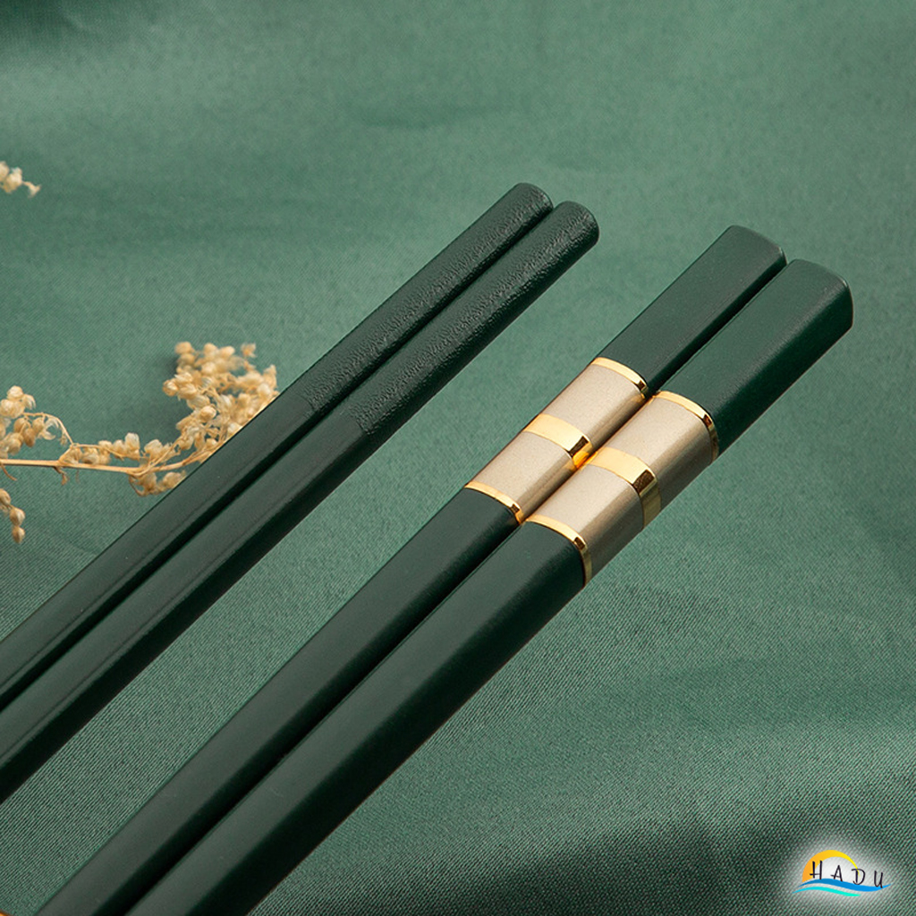 Bộ 10 Đôi Đũa Sợi Thủy Tinh HADU Chống Trơn, Chống Mốc, Màu Đen Bạc, Dài 27.3cm