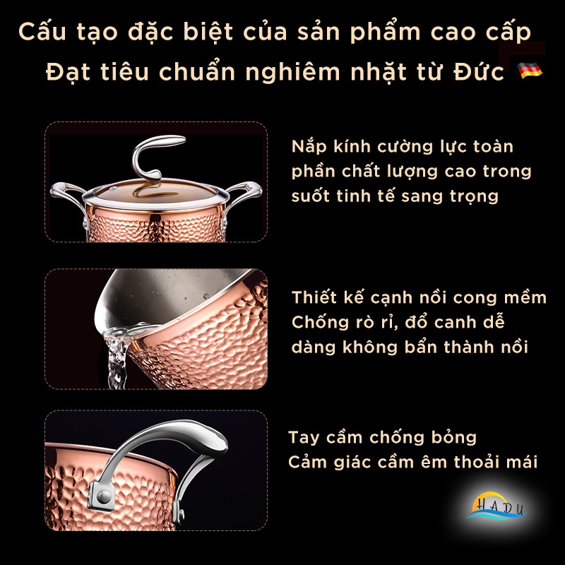 Nồi Inox Bếp Từ 304 3 Đáy Cao Cấp 16cm Đạt Chất Lượng Đức SSGP