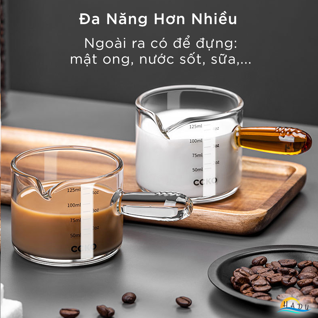 Cốc Rót Cà Phê Thủy Tinh Borosilicate CCKO 150ml, Chịu Nhiệt, Trong Suốt