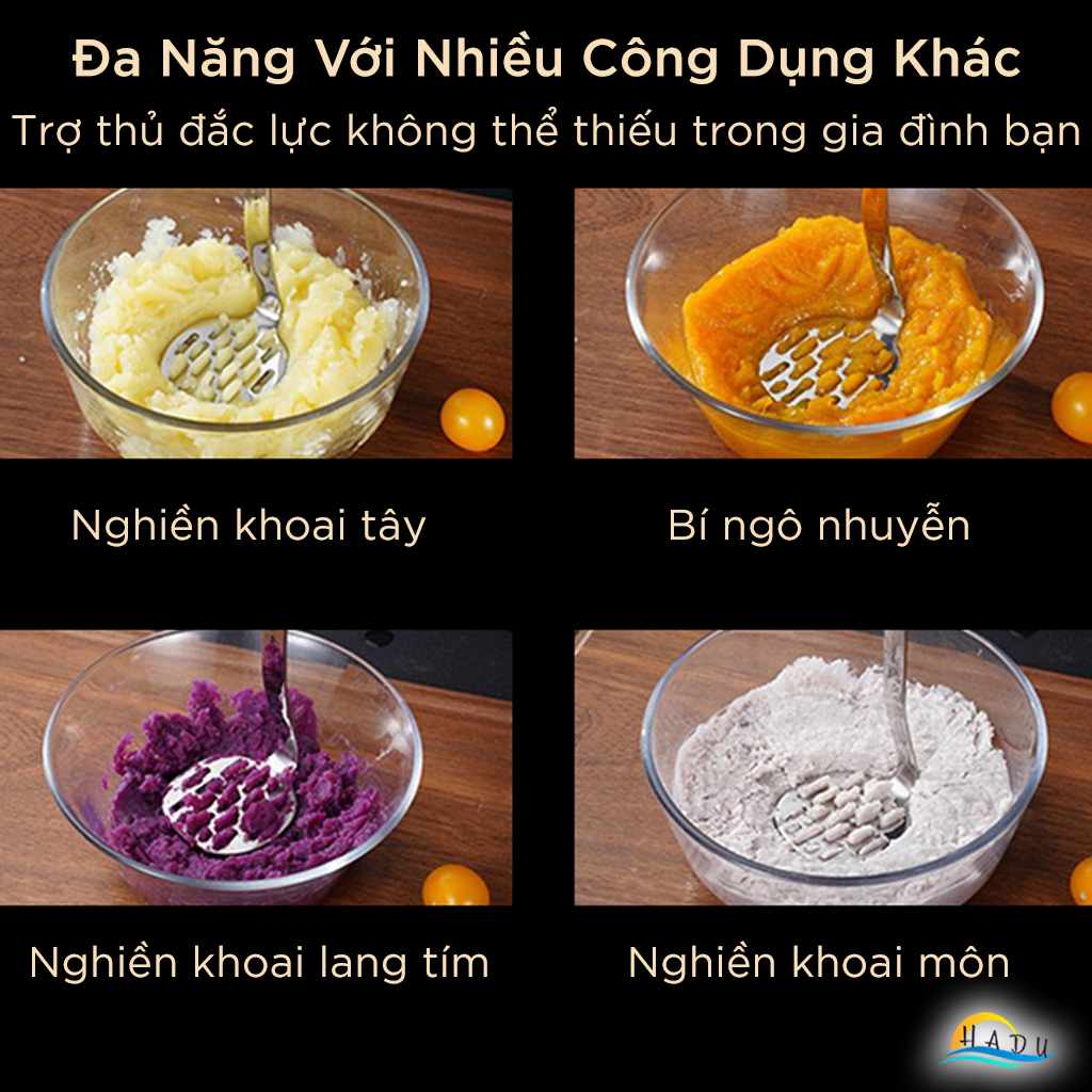 Dụng Cụ Nghiền Khoai Tây SSGP, Inox 304, Cán Gỗ Chống Trơn, 23.4cm, Đạt Chất Lượng LFGB Đức