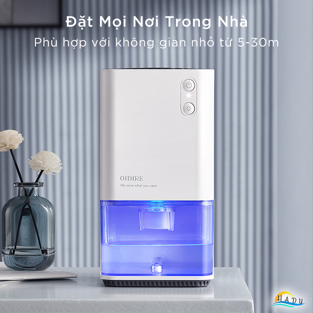 Máy Hút Ẩm Mini OIDIRE, Hút 300ml/Ngày, Bình Chứa 1.2L, Tiết Kiệm Điện, Cho Phòng Ngủ 30m²