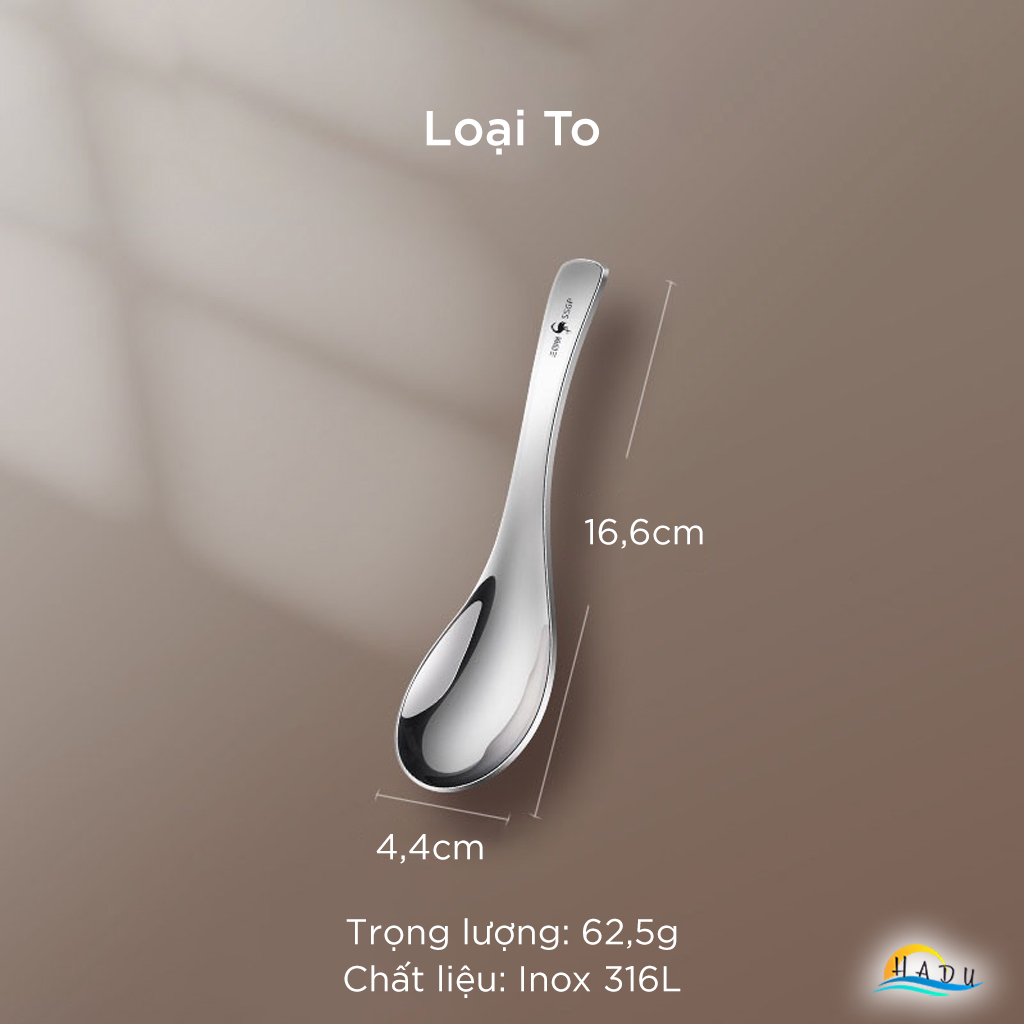 Thìa Sâu Lòng Inox 316L SSGP, Muỗng Ăn Cơm Canh Phở Dày Dặn, Sáng Bóng Cao Cấp Đạt Chất Lượng LFGB Đức