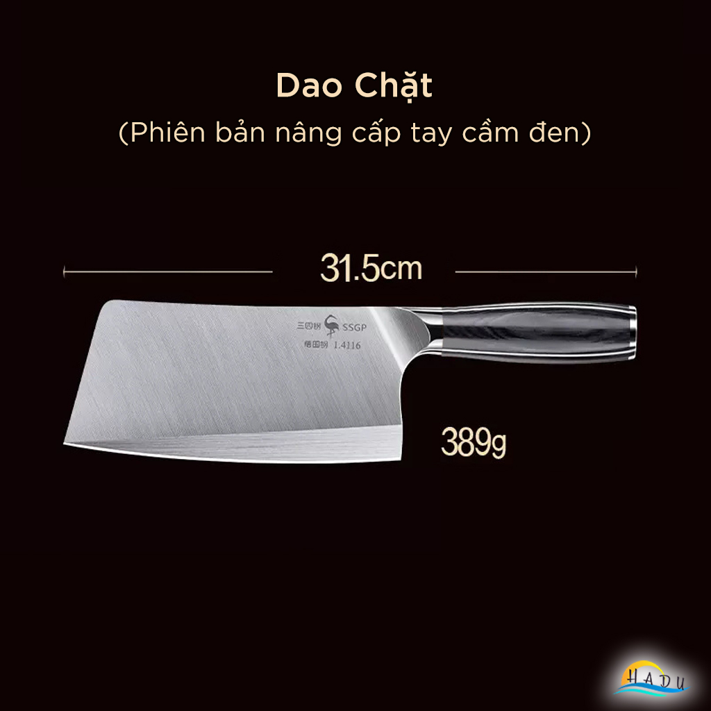 Dao Chặt Xương SSGP Thép Đức 1.4116, Độ Cứng 58HRC, Cán Gỗ, Đạt Chất Lượng LFGB Đức