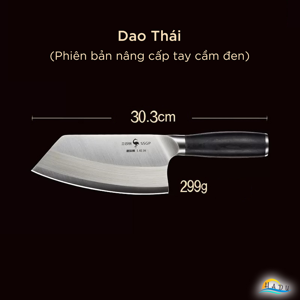 Dao Chặt Xương SSGP Thép Đức 1.4116, Độ Cứng 58HRC, Cán Gỗ, Đạt Chất Lượng LFGB Đức