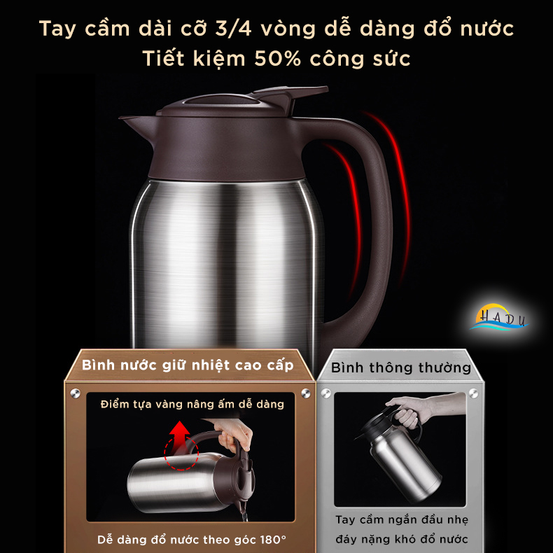 Bình Thủy Giữ Nhiệt SSGP 2L, Lõi Inox 316L, Giữ Nóng 50 Giờ, Vòi Chống Tràn, Đạt Chất Lượng LFGB Đức