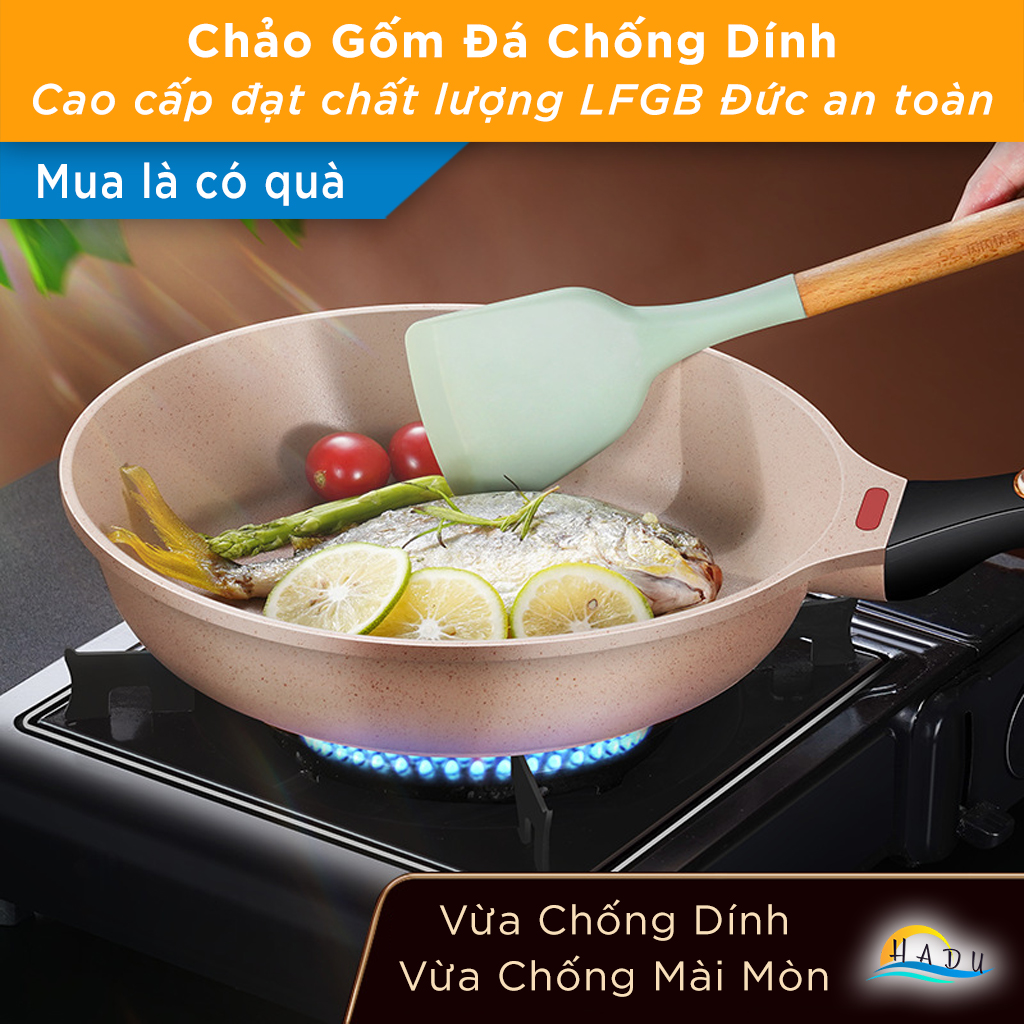 Chảo Chống Dính Lòng Sâu Bếp Từ SSGP 26cm 28cm, Phủ Ceramic Đá, Nắp Kính Tự Đứng, Đạt Chất Lượng LFGB Đức