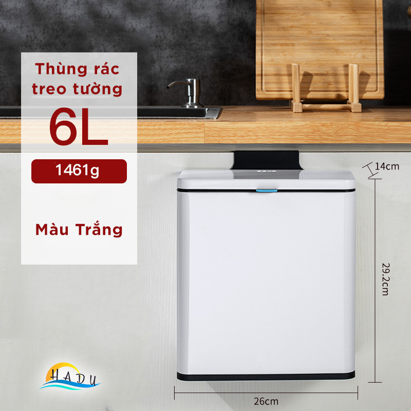 Thùng Rác Treo Tủ Bếp CCKO 3L 6L, Khử Mùi Than Hoạt Tính, Vỏ Inox, Nhiều Màu
