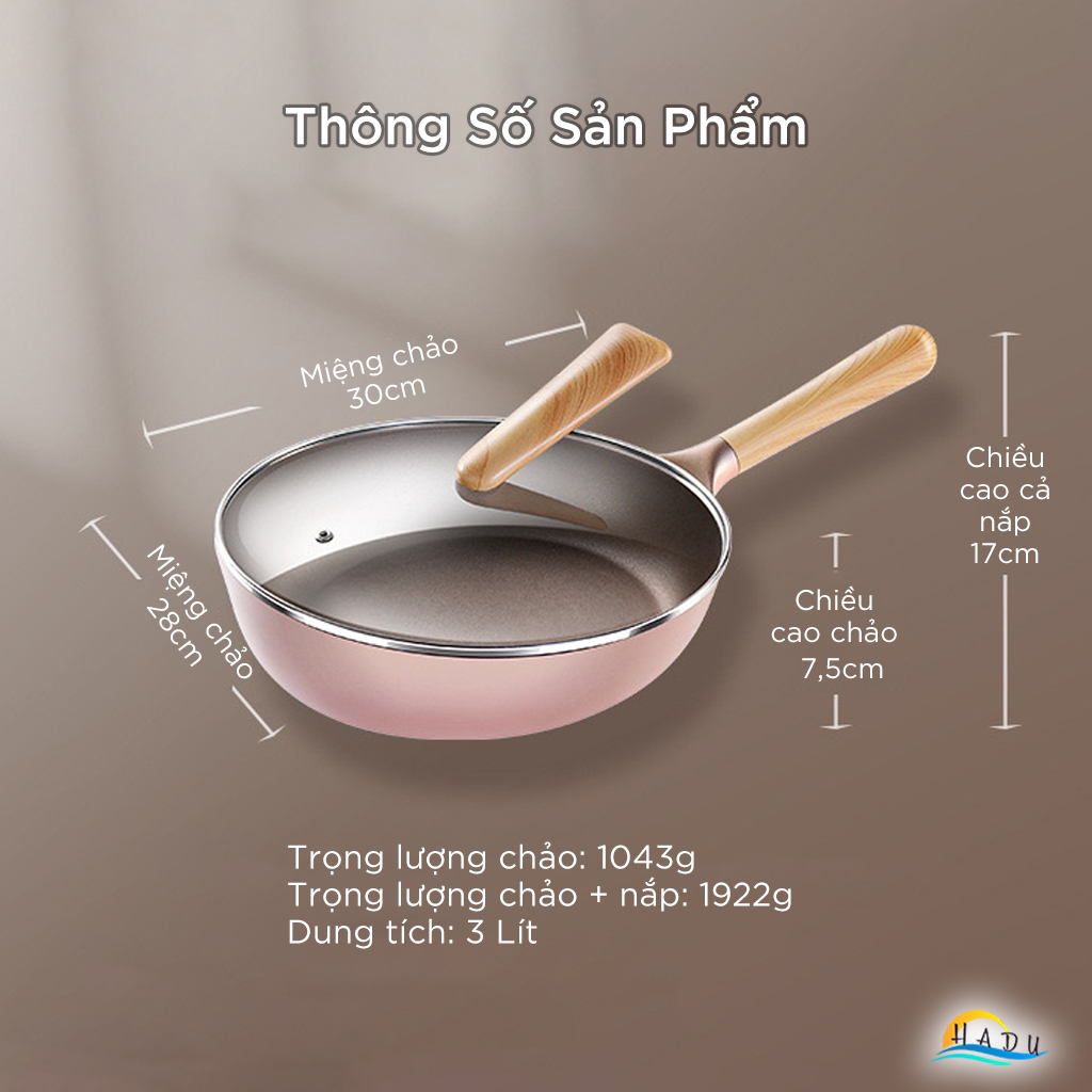 Chảo Chống Dính Bếp Từ SSGP Phủ Đá Núi Lửa, 32cm, Lòng Sâu, Màu Hồng, Có Nắp, Đạt Chất Lượng LFGB Đức