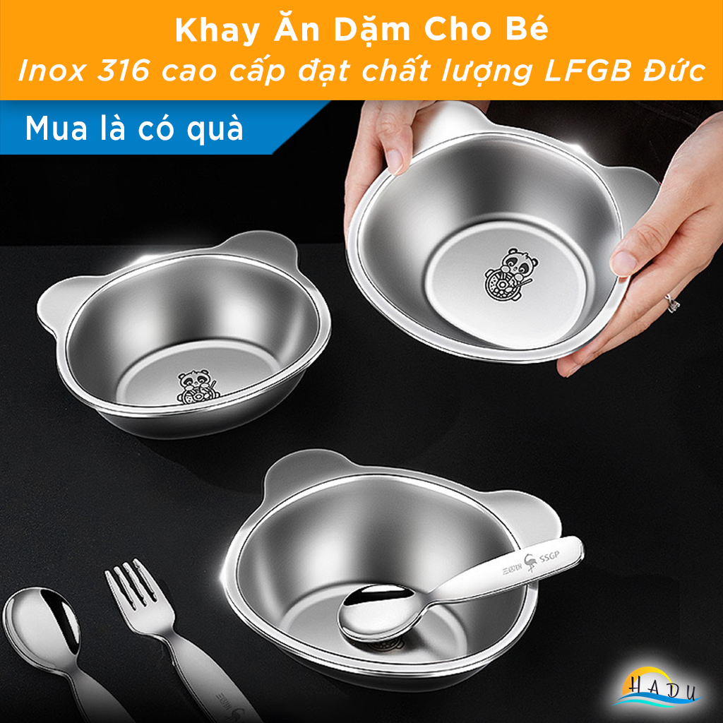 Bát Chén Ăn Dặm Inox 316 Cao Cấp An Toàn Cho Bé – Chống Móp, Dễ Vệ Sinh, Đạt Chất Lượng LFGB Đức SSGP