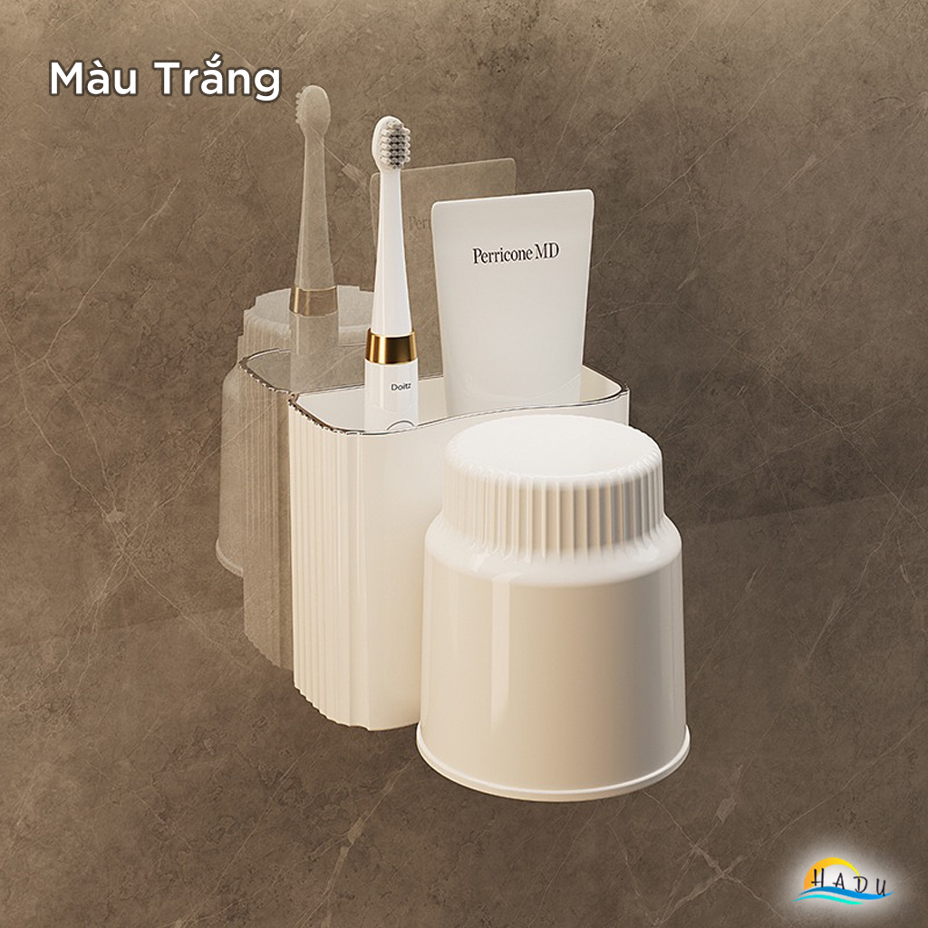 Kệ Đựng Bàn Chải Kem Đánh Răng CCKO Treo Tường, Giá Treo Cốc Úp Ngược Chống Bụi, Nhựa PET Cao Cấp