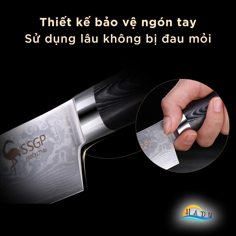 Dao Thái Thịt Nhà Bếp Siêu Sắc Cao Cấp Kiểu Nhật Bản Damacus Đạt Chất Lượng Của Đức SSGP