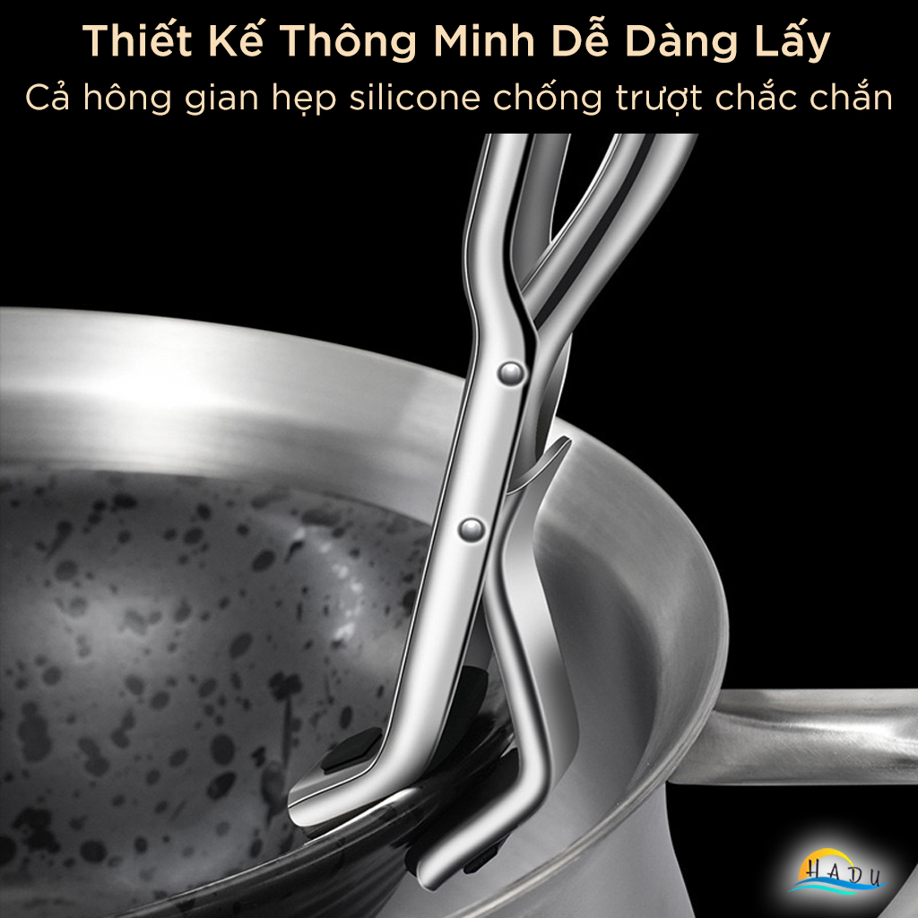 Kẹp Gắp Đồ Nóng SSGP Inox 304, Đầu Silicone Chống Trượt, Đạt Chất Lượng LFGB Đức