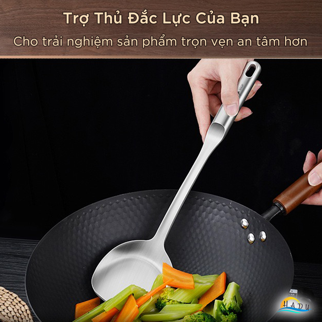 Xẻng Nấu Ăn Inox 316L Đúc Nguyên Khối SSGP, Sạn Xào Cán Rỗng Cách Nhiệt Chống Nóng, Đạt Chất Lượng LFGB Đức