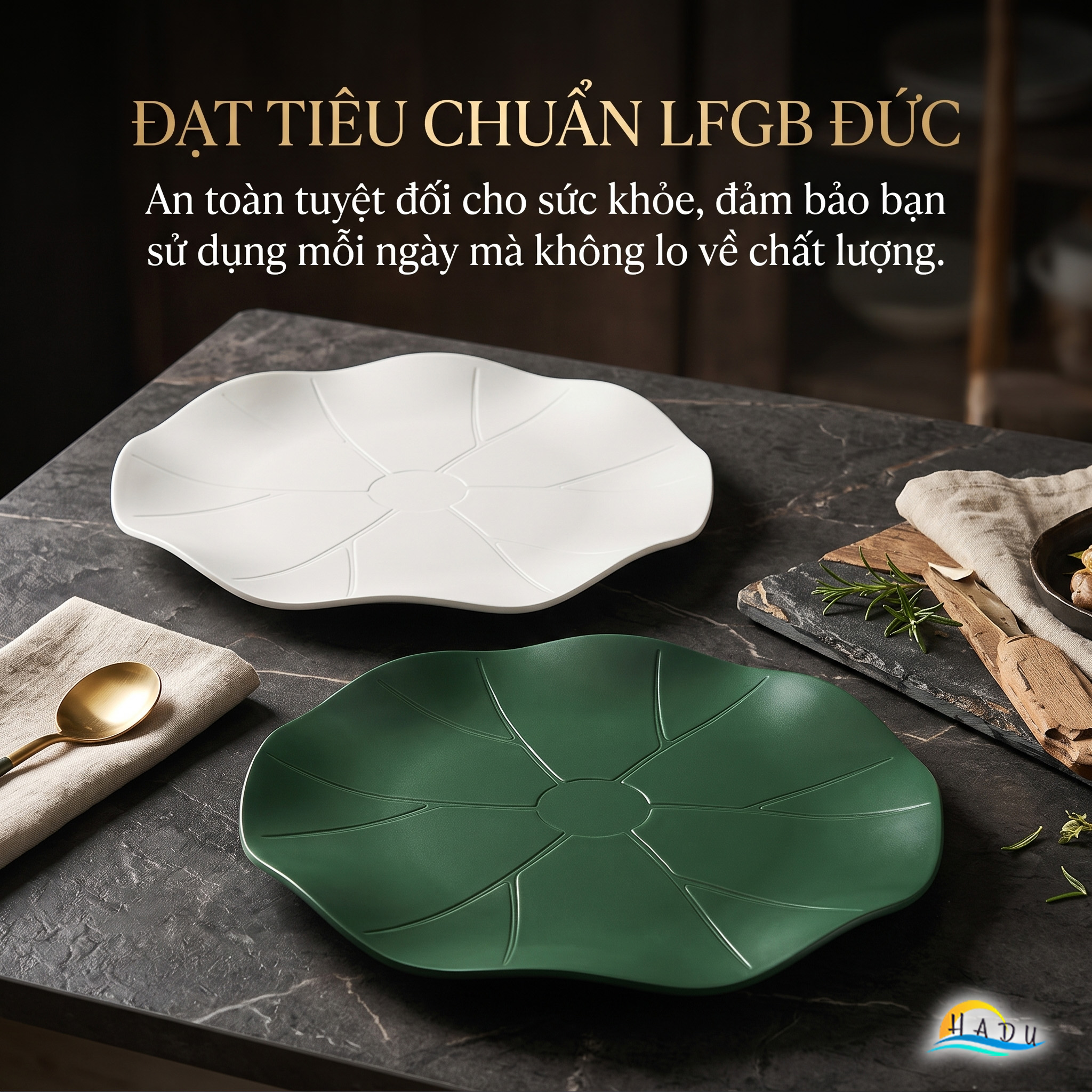 Đĩa Đựng Hoa Quả SSGP Khung Hợp Kim Nhôm Lòng Gốm, 30cm, Sang Trọng, Đạt Chất Lượng LFGB Đức