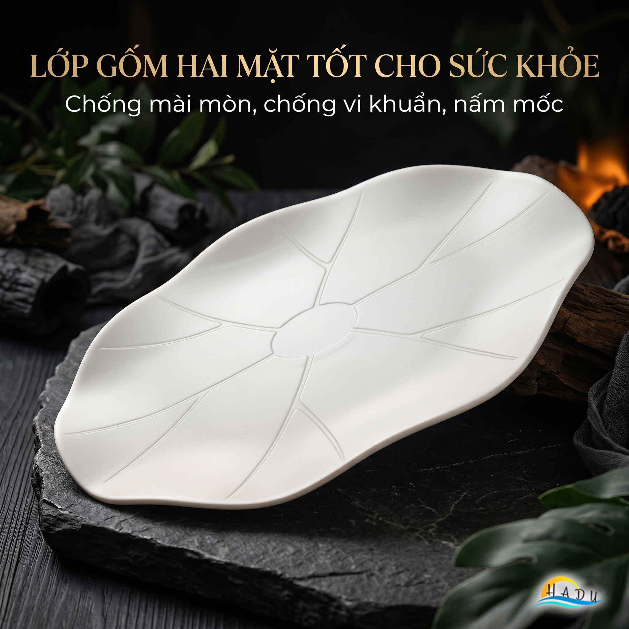 Đĩa Đựng Hoa Quả SSGP Khung Hợp Kim Nhôm Lòng Gốm, 30cm, Sang Trọng, Đạt Chất Lượng LFGB Đức