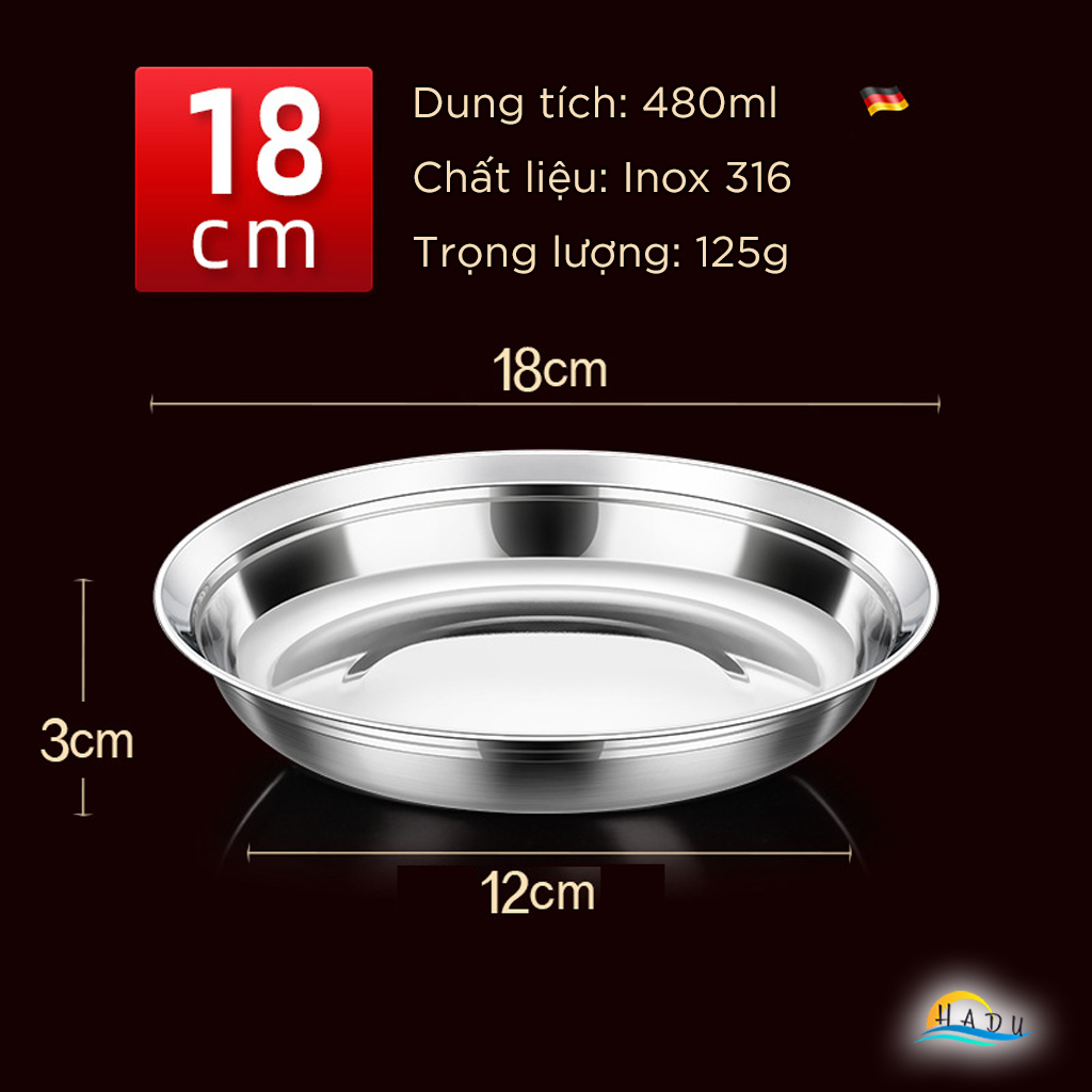 Đĩa Inox 304 Sâu Lòng SSGP, Chống Trầy, Xếp Chồng Gọn, Nhiều Size, Đạt Chất Lượng LFGB Đức