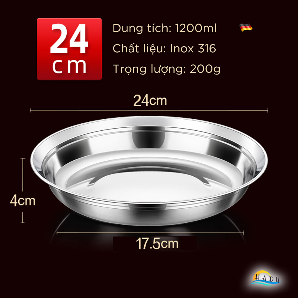 Đĩa Inox 304 Sâu Lòng SSGP, Chống Trầy, Xếp Chồng Gọn, Nhiều Size, Đạt Chất Lượng LFGB Đức