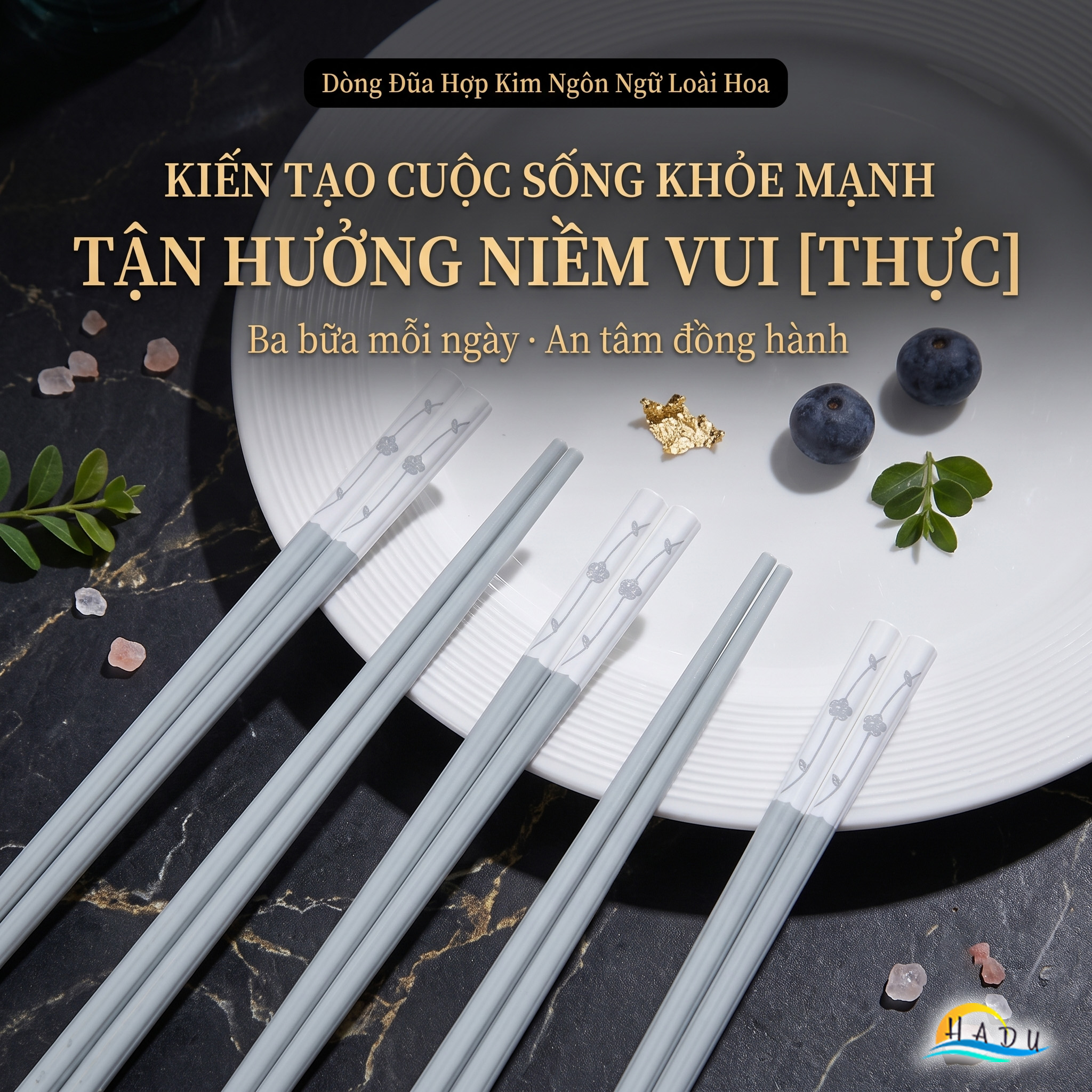 Bộ 5 Đôi Đũa Sợi Thủy Tinh HADU Chống Mốc, Kháng Khuẩn, Chống Trơn, Dài 24.3cm