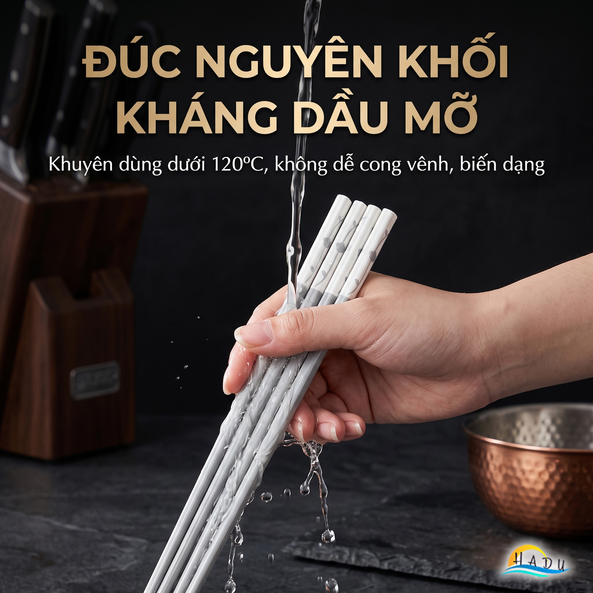 Bộ 5 Đôi Đũa Sợi Thủy Tinh HADU Chống Mốc, Kháng Khuẩn, Chống Trơn, Dài 24.3cm