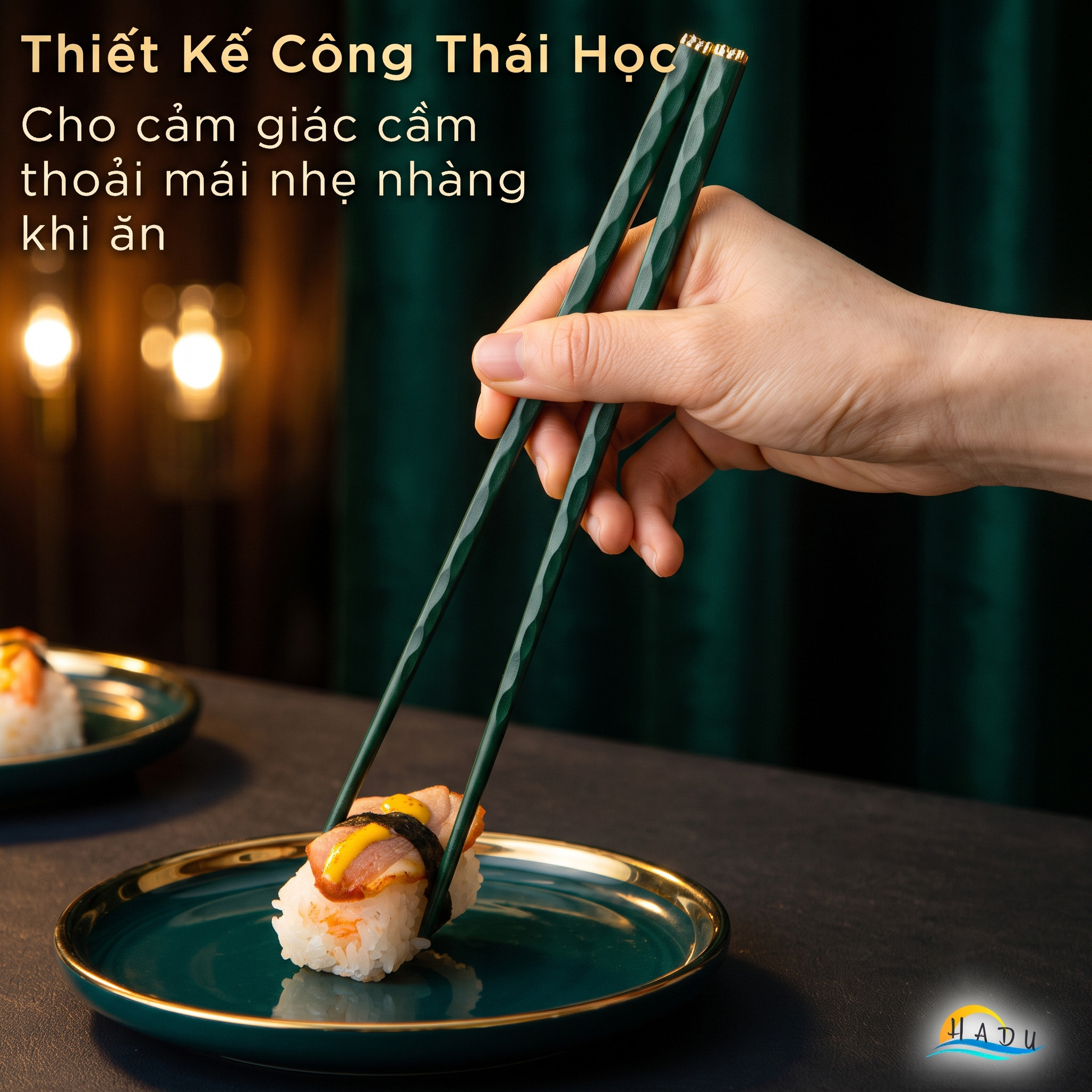 Bộ 5 Đôi Đũa Sợi Thủy Tinh HADU Họa Tiết Hoa Lấp Lánh, Chống Trơn, Chịu Nhiệt, 24.3cm