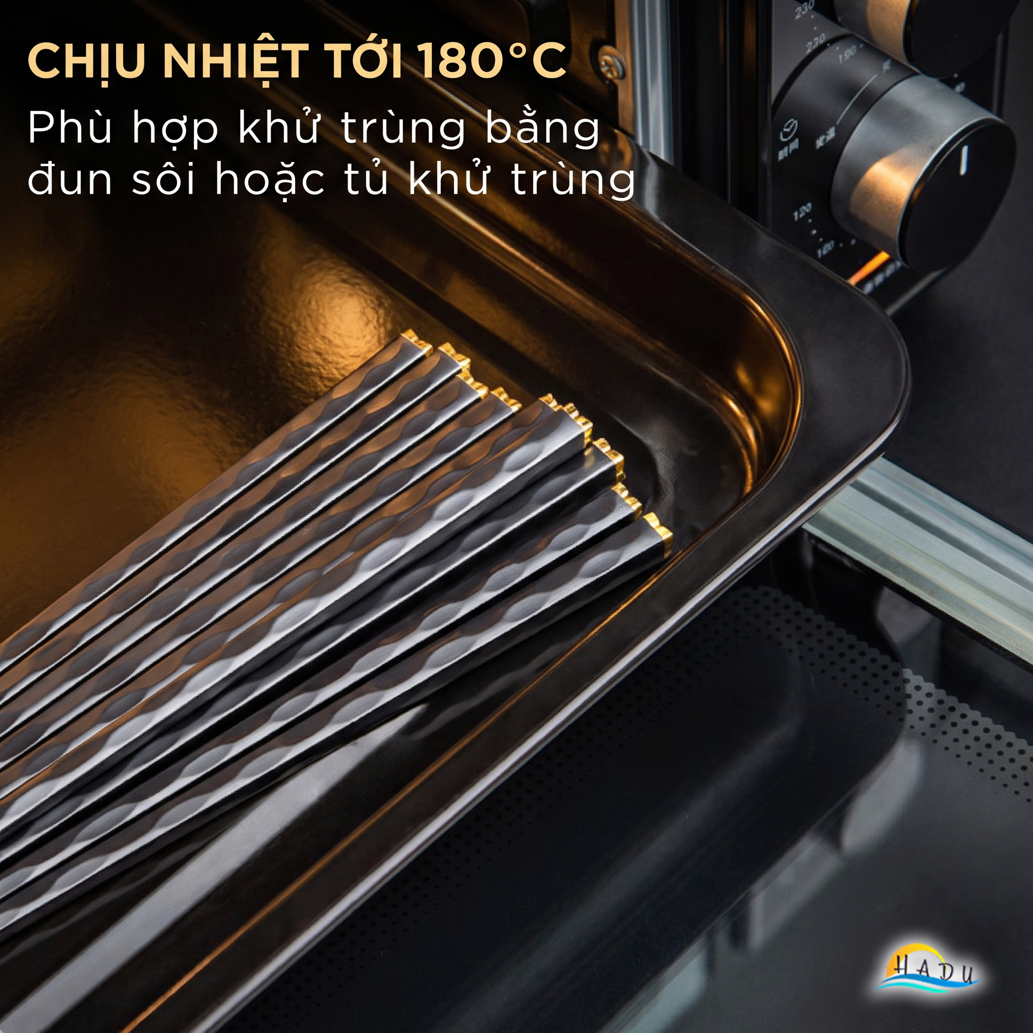 Bộ 5 Đôi Đũa Sợi Thủy Tinh HADU Họa Tiết Hoa Lấp Lánh, Chống Trơn, Chịu Nhiệt, 24.3cm