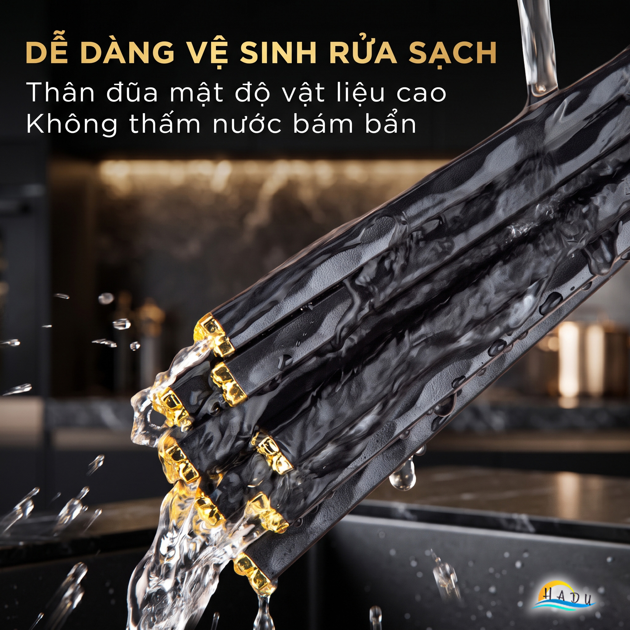 Bộ 5 Đôi Đũa Sợi Thủy Tinh HADU Họa Tiết Hoa Lấp Lánh, Chống Trơn, Chịu Nhiệt, 24.3cm