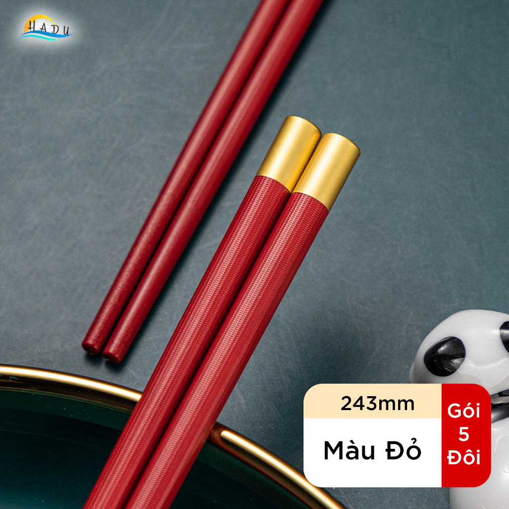 Bộ 5 Đôi Đũa Sợi Thủy Tinh HADU Kháng Khuẩn, Chịu Nhiệt, Chống Trượt, 24.3cm