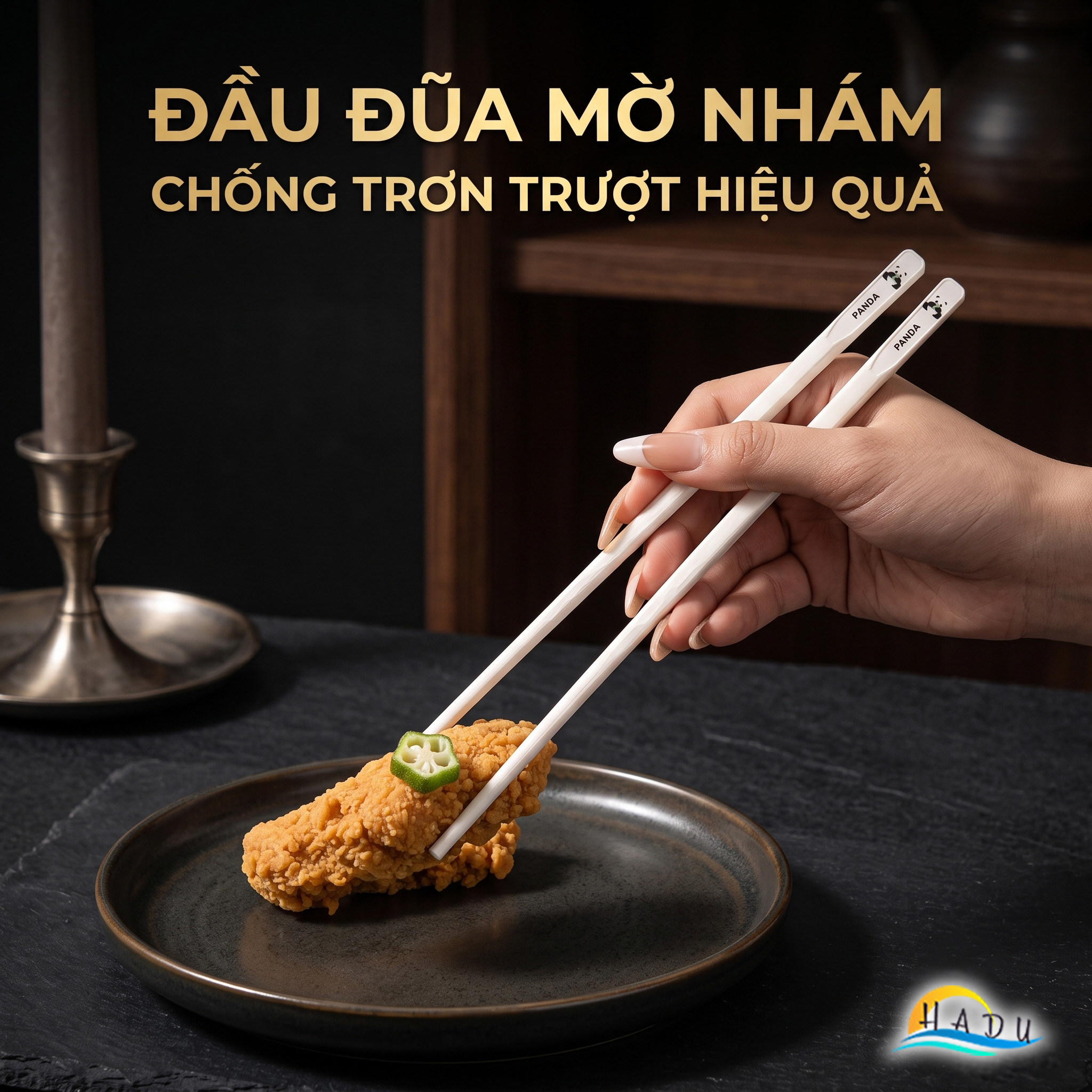 Bộ 5 Đôi Đũa Sợi Thủy Tinh HADU Kháng Khuẩn, Chống Mốc, Đầu Nhám Chống Trơn, Màu Trắng