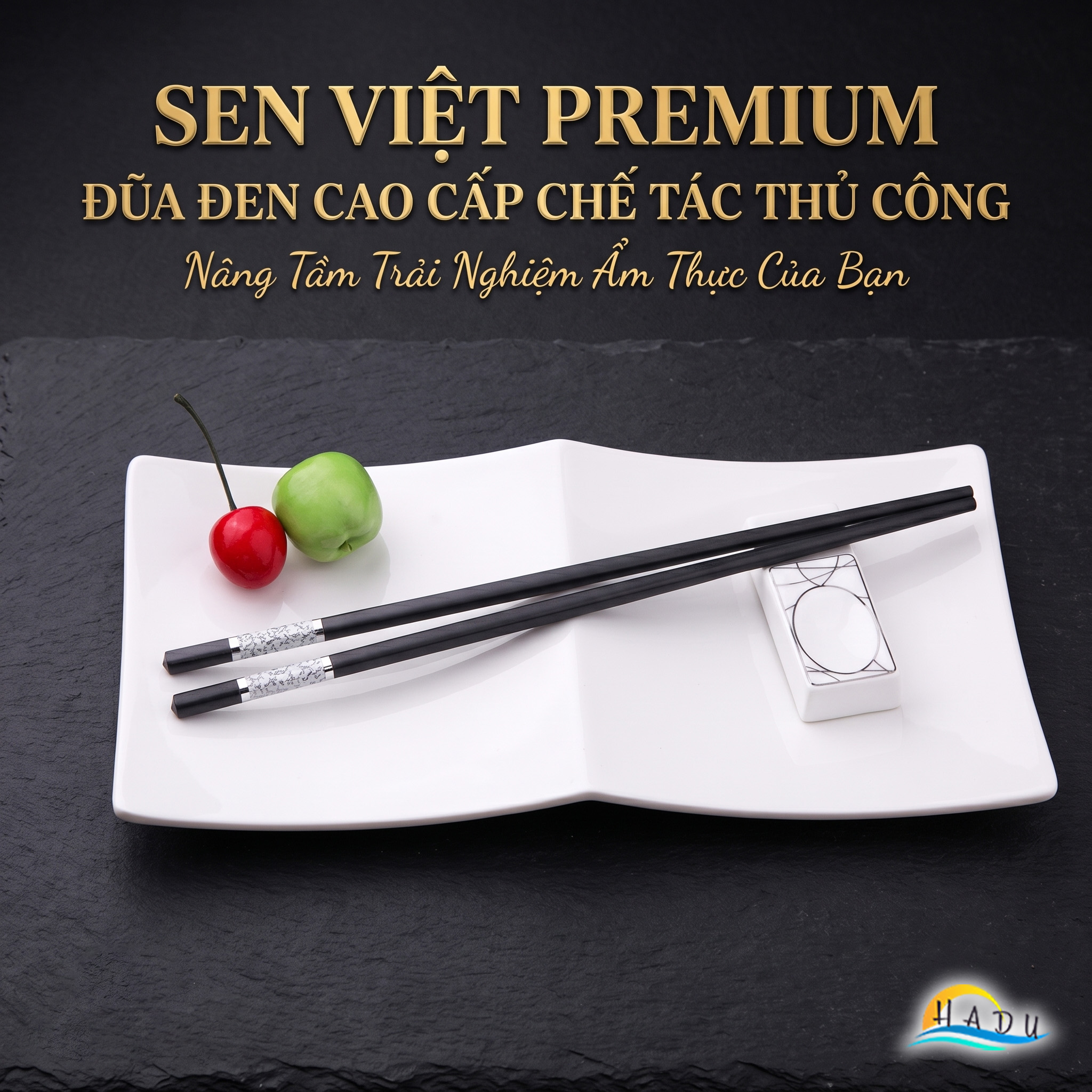Bộ 10 Đôi Đũa Sợi Thủy Tinh HADU, Họa Tiết Vân Đá Cẩm Thạch, Chống Trơn, Chịu Nhiệt, Dài 27cm
