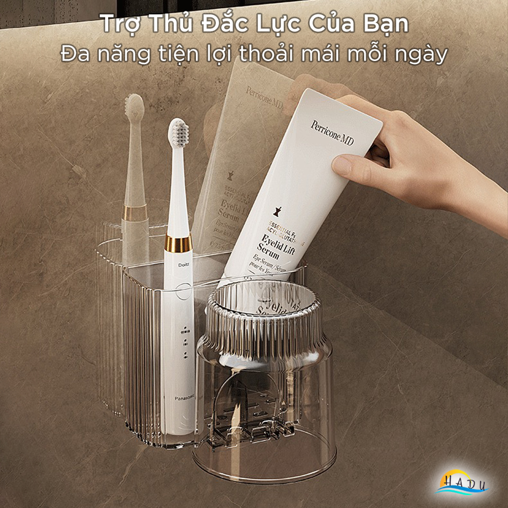 Kệ Đựng Bàn Chải Kem Đánh Răng CCKO Treo Tường, Giá Treo Cốc Úp Ngược Chống Bụi, Nhựa PET Cao Cấp