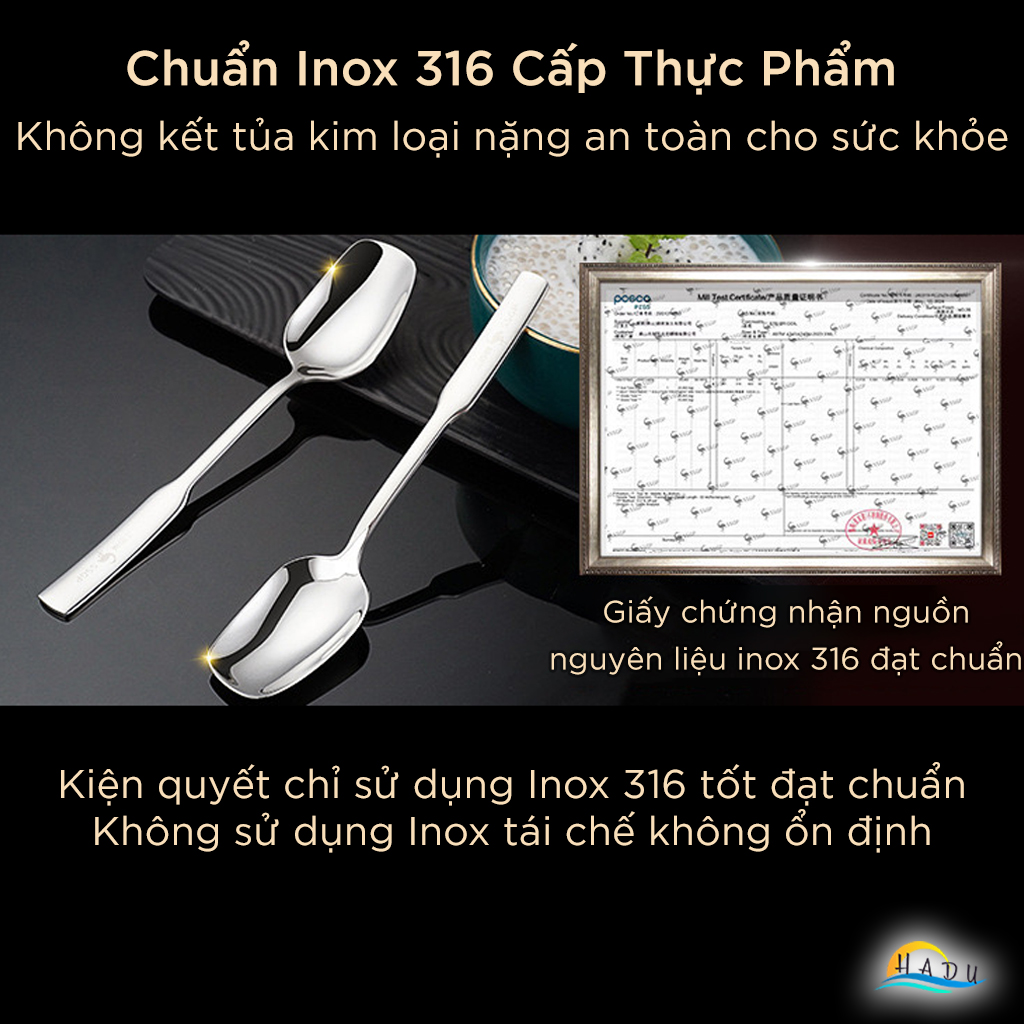 Thìa Ăn Cơm SSGP Inox 316 Kháng Khuẩn, Size Nhỏ 15cm, Đạt Chất Lượng LFGB Đức