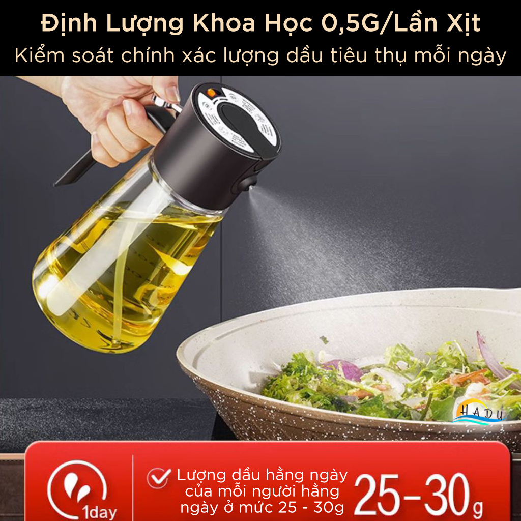Bình Xịt Dầu Ăn Thủy Tinh SSGP 700ml, 2 Chế Độ Phun Rót, Định Lượng, Đạt Chất Lượng LFGB Đức