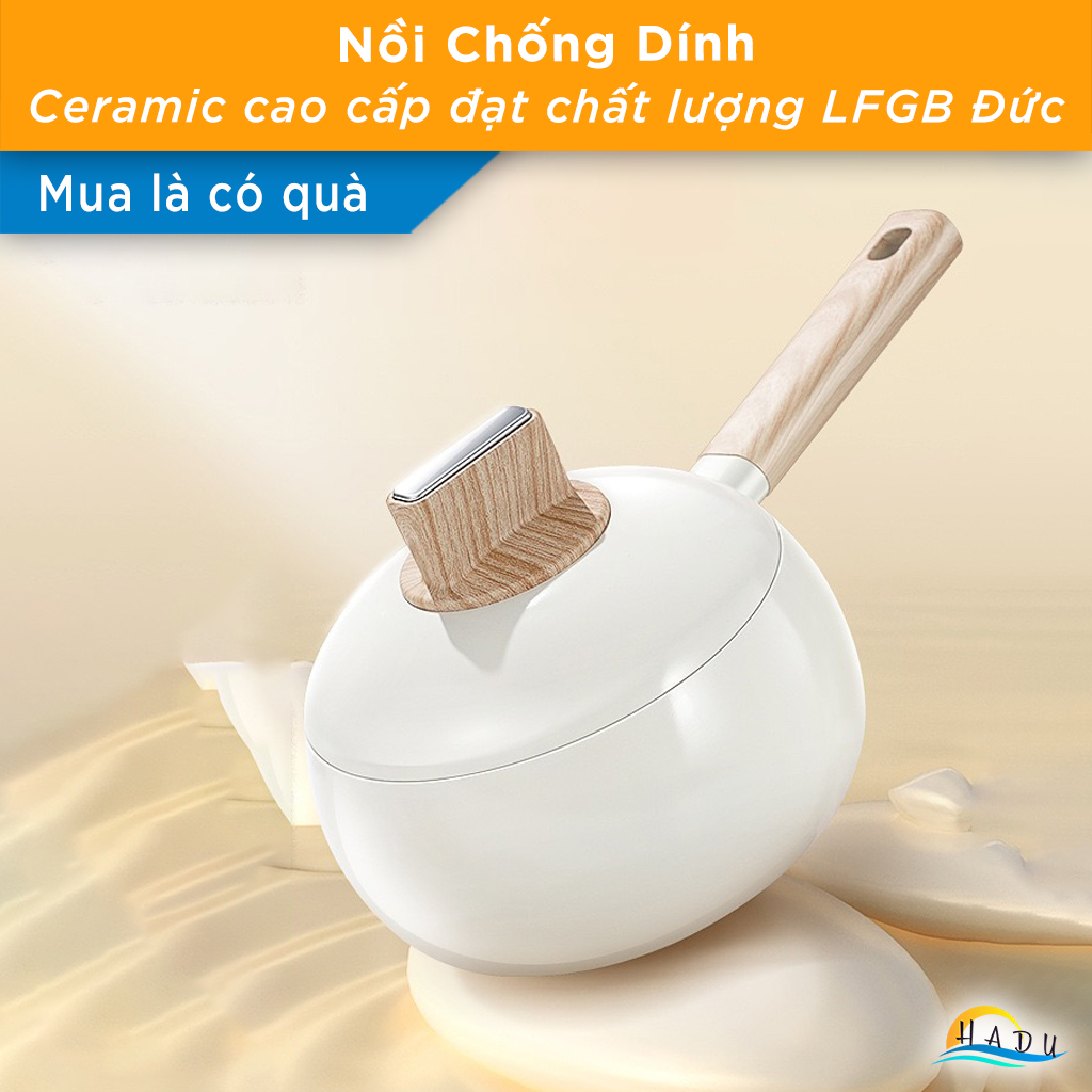 Nồi Chống Dính Mini 16cm – Ceramic Cao Cấp, Hợp Kim Nhôm, Kháng Khuẩn 99.99%, Dùng Cho Mọi Loại Bếp SSGP