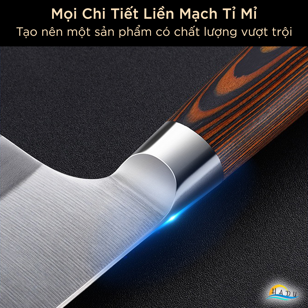 Dao Thái Thịt SSGP, Thép Đức 1.4116, Cán Gỗ Mun, Dài 31cm, Đạt Chất Lượng LFGB Đức