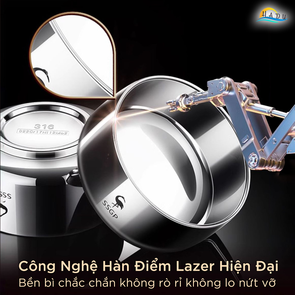 Bát Ăn Cơm Inox 316L SSGP, 2 Lớp Cách Nhiệt Chống Nóng, 380ml, Đạt Chất Lượng LFGB Đức