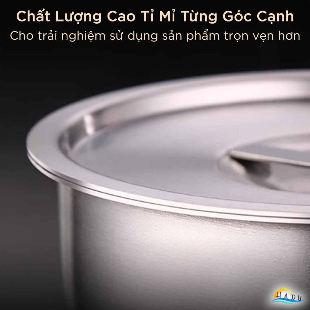 Bát Inox 304 Kiểu Hàn Quốc Có Nắp, 12cm (500ml), Dùng Hấp Trứng, Đạt Chất Lượng LFGB Đức SSGP