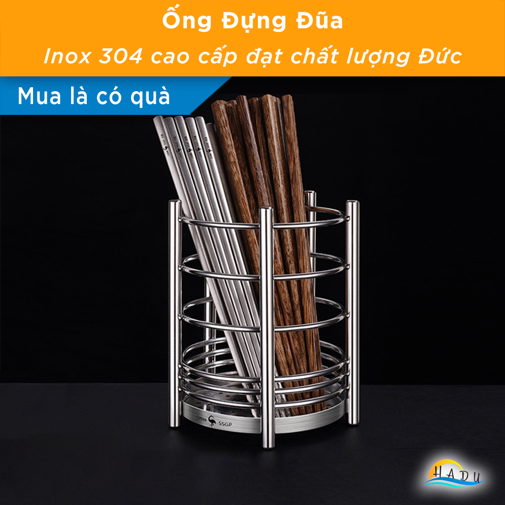 Ống Đựng Đũa Thìa Inox 304 SSGP, Thông Gió 360° Chống Mốc, Sức Chứa Lớn, Cao 15.5cm, Đạt Chất Lượng LFGB Đức