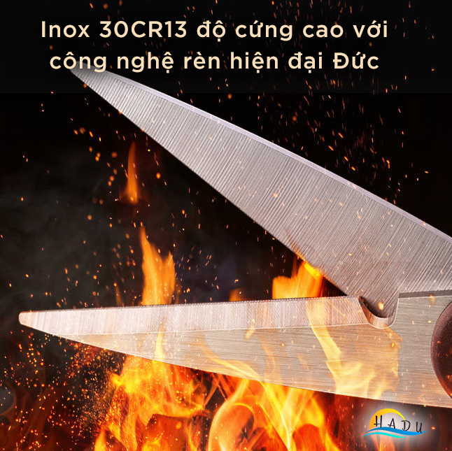 Kéo cắt gà nhà bếp inox độ cứng cao đạt tiêu chuẩn chất lượng Đức, kéo đa năng làm bếp cao cấp tay cầm cao su mềm SSGP