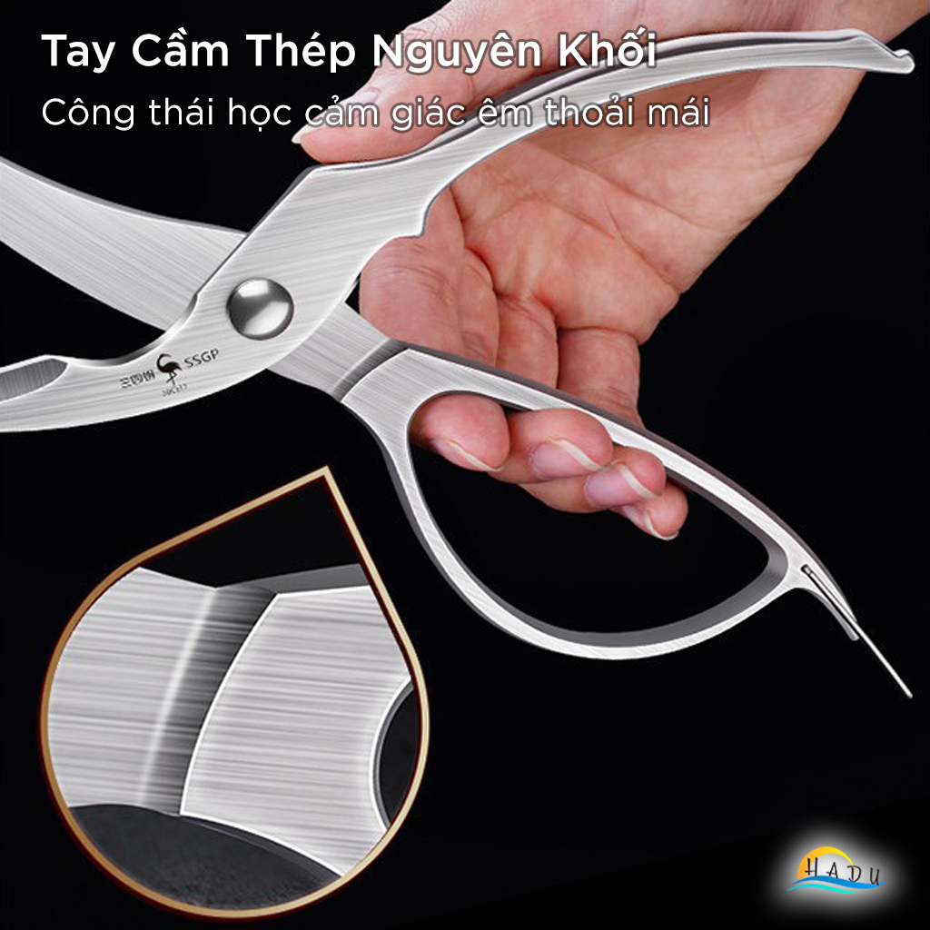 Kéo Cắt Gà Trợ Lực Nhà Bếp Cao Cấp SSGP, Kéo Cắt Thực Phẩm Cộng Lực Không Gỉ Đạt Chất Lượng LFGB Đức